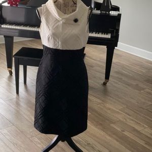 Tahari black white textured career dress nwot! Perfect lined👌👌